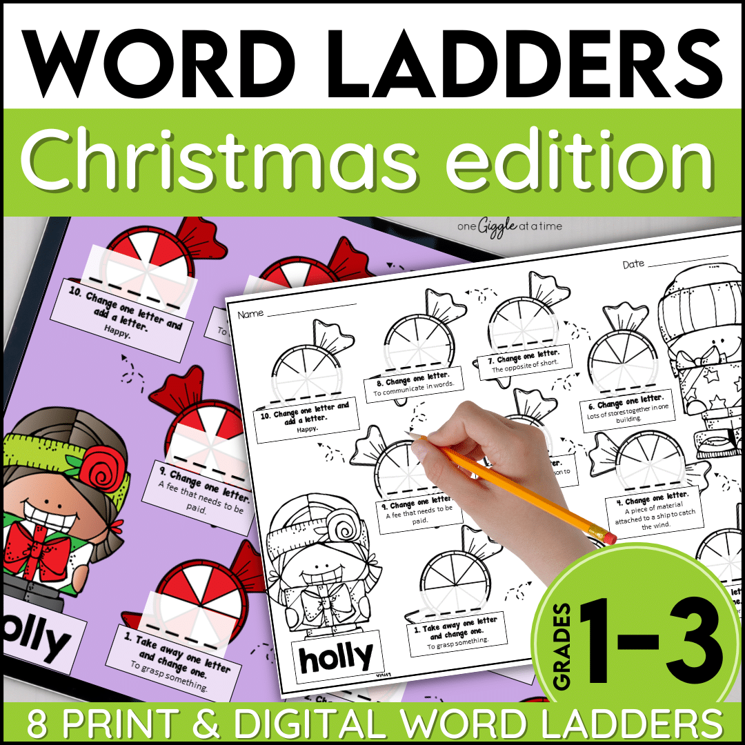 Christmas Word Work Activities Literacy Centers Worksheets Word Ladders Word Chains One Giggle At A Time Christmas Word Work Activities Literacy Centers Worksheets Word Ladders Word Chains One Giggle At A Time