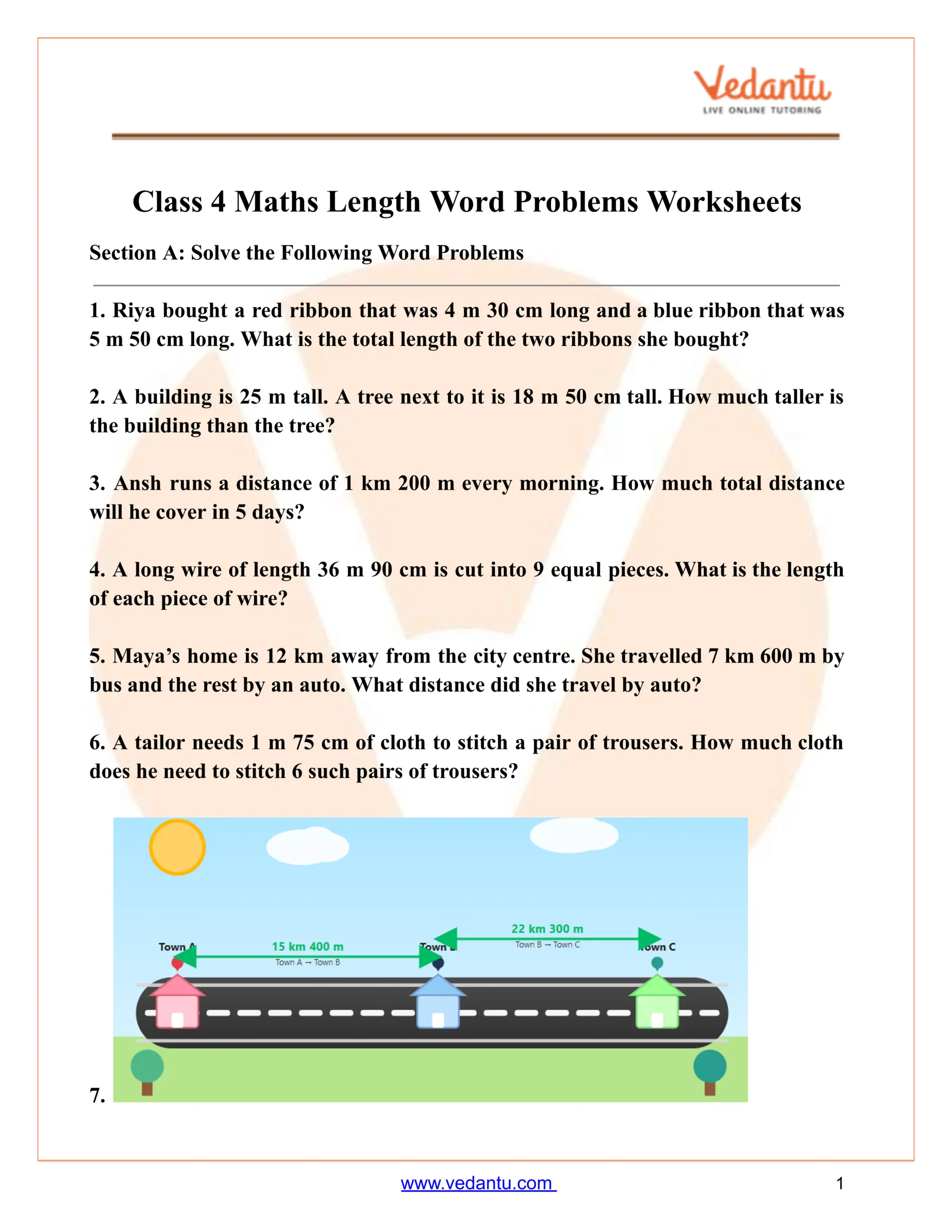 Class 4 Maths Length Word Problems Worksheet Free PDF Class 4 Maths Length Word Problems Worksheet Free PDF