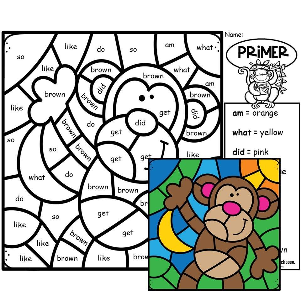 Color By Sight Words Kindergarten Zoo Theme Made By Teachers