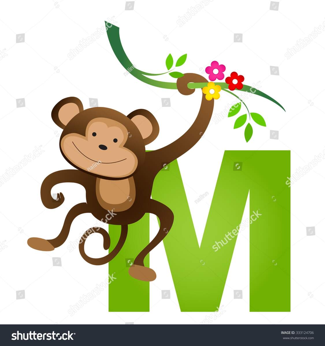 Colorful Animal Alphabet Letter M Cute Stock Illustration 333124706 Shutterstock