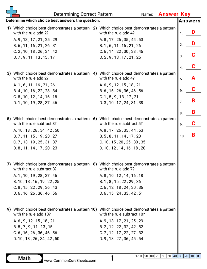 Continuing Number Patterns Worksheets Continuing Number Patterns Worksheets