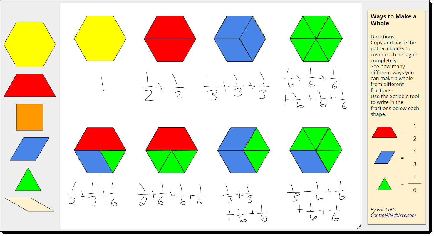 Control Alt Achieve Pattern Block Templates And Activities With Google Drawings