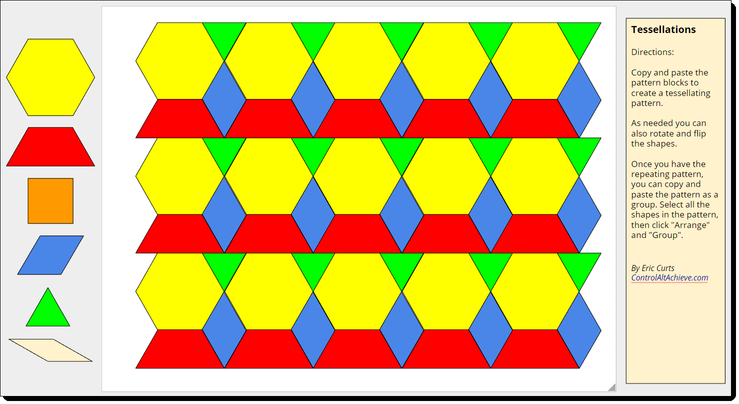Control Alt Achieve Pattern Block Templates And Activities With Google Drawings