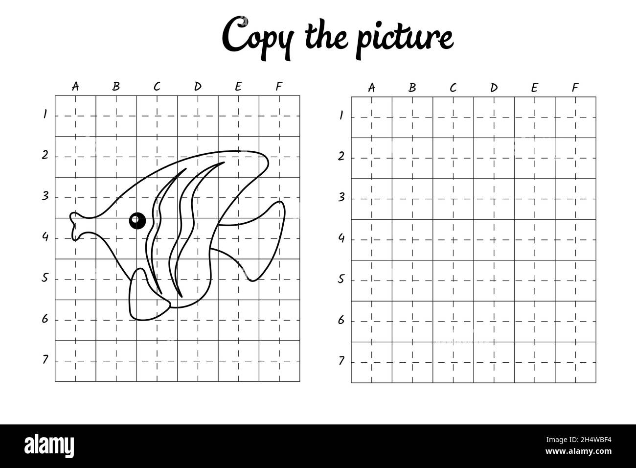 Copy The Picture Draw By Grid Coloring Book Pages For Kids Handwriting Practice Drawing Skills Training Education Developing Printable Worksheet Stock Vector Image Art Alamy