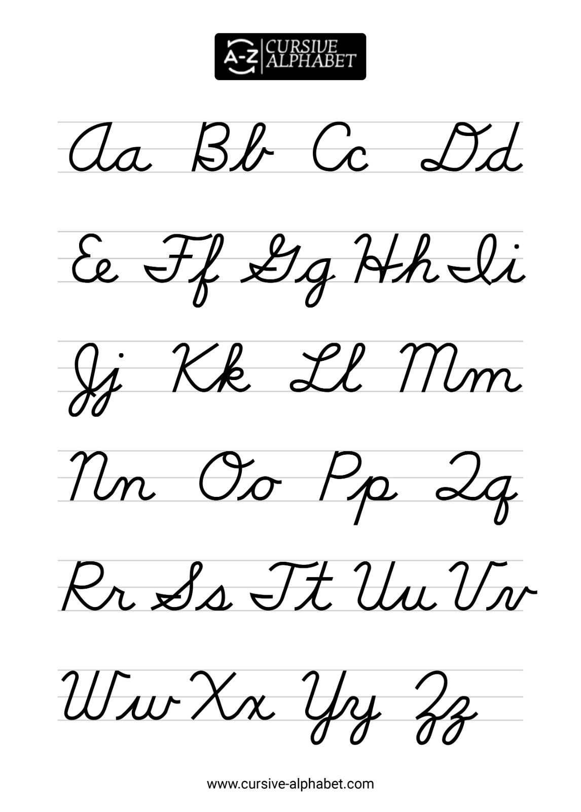 Cursive Alphabet A To Z Free Cursive Writing Printable Sheets