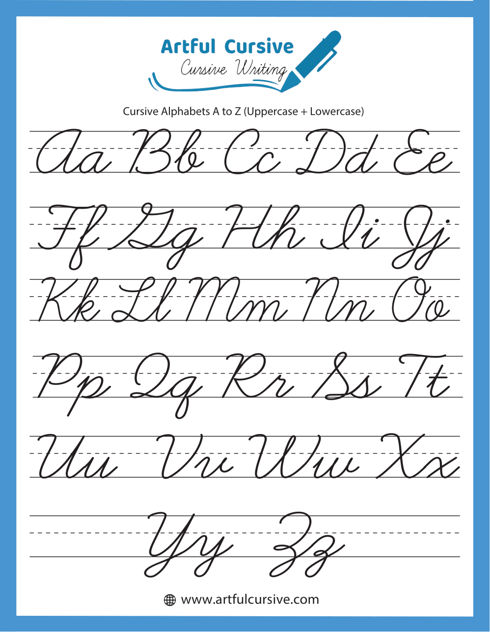Cursive Alphabet A To Z Worksheets Uppercase Lowercase Cursive Alphabet A To Z Worksheets Uppercase Lowercase
