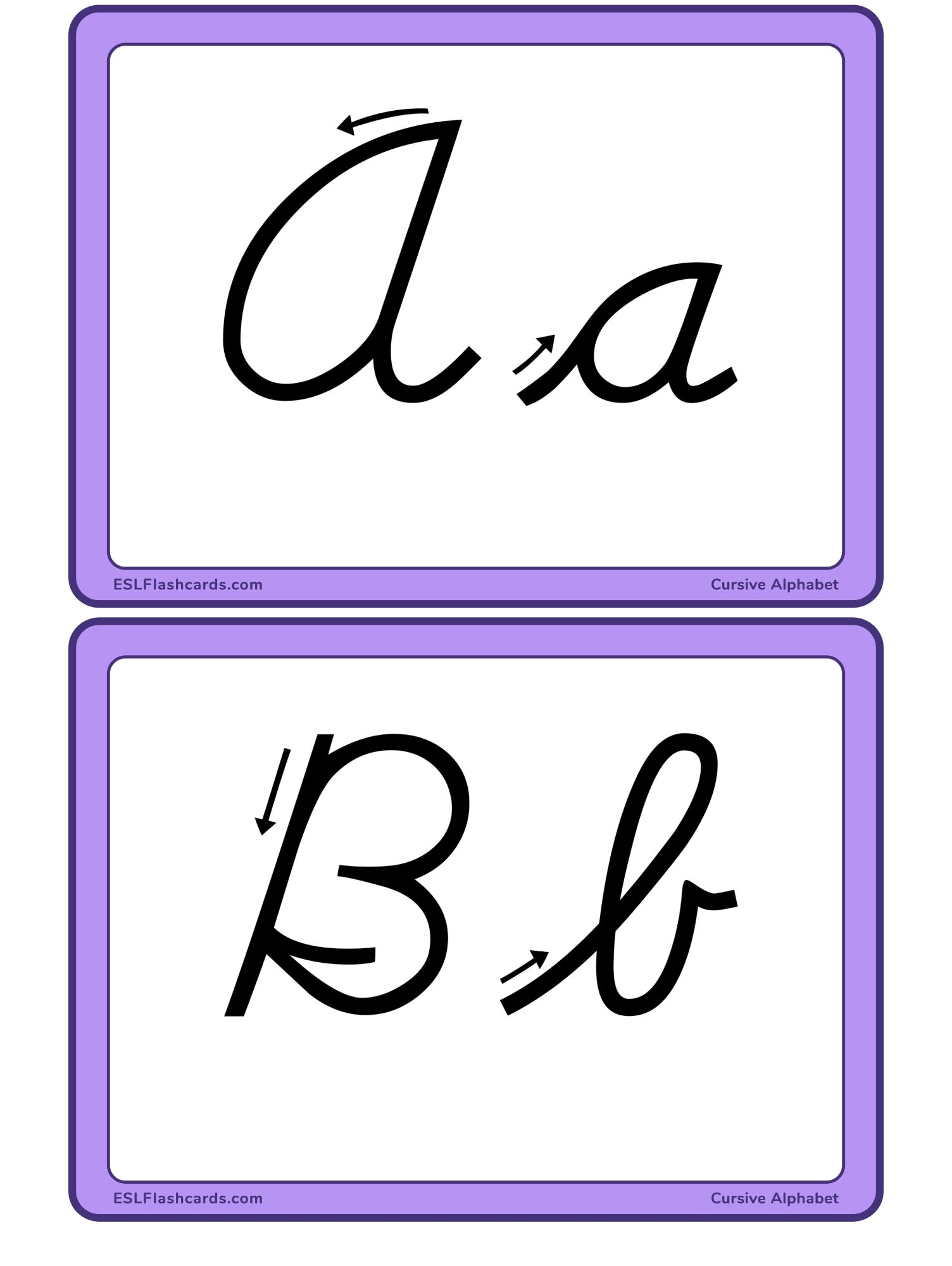 Cursive Alphabet ESL Flashcards