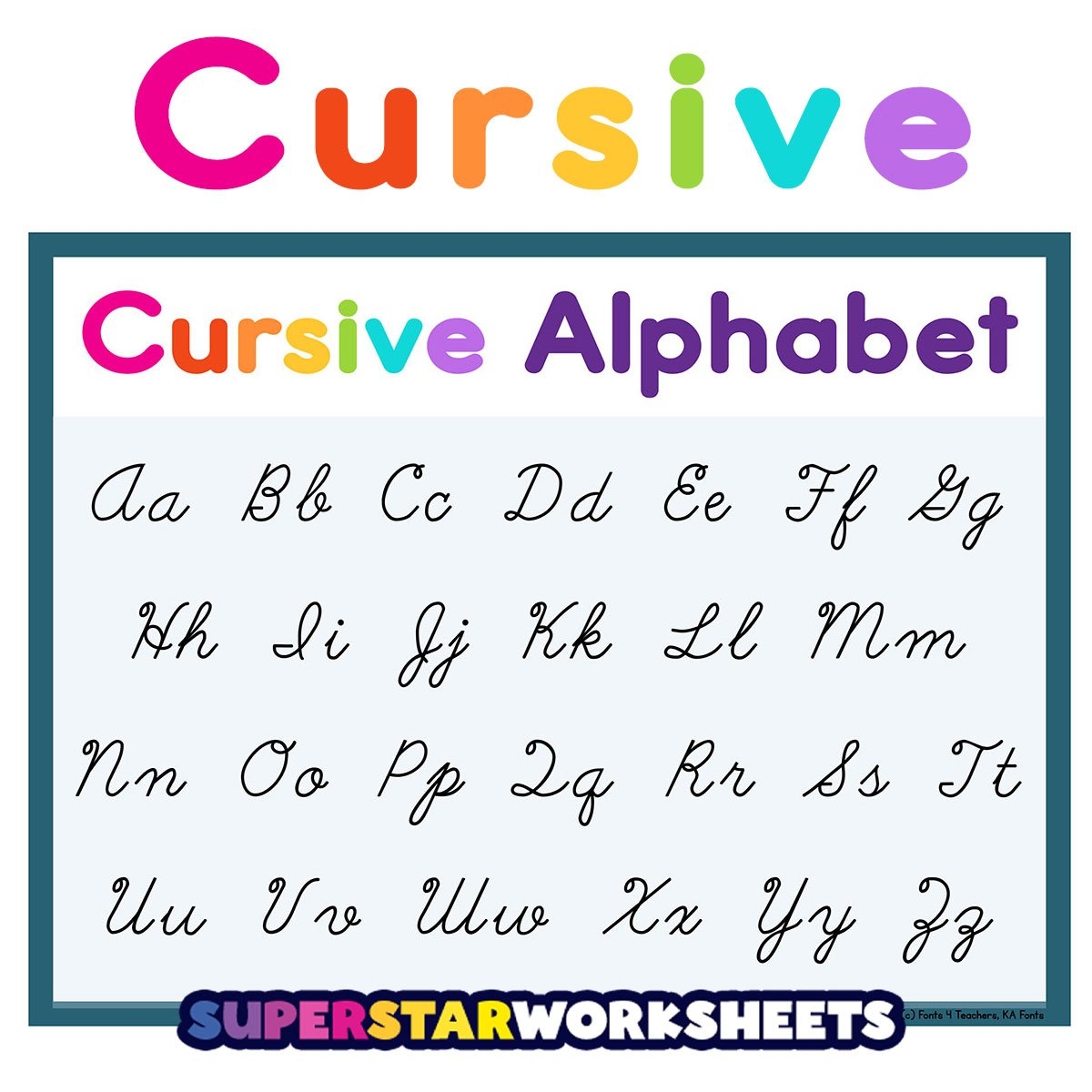 Cursive Alphabet Superstar Worksheets Cursive Writing Practice Sheets PDF ReadingVine