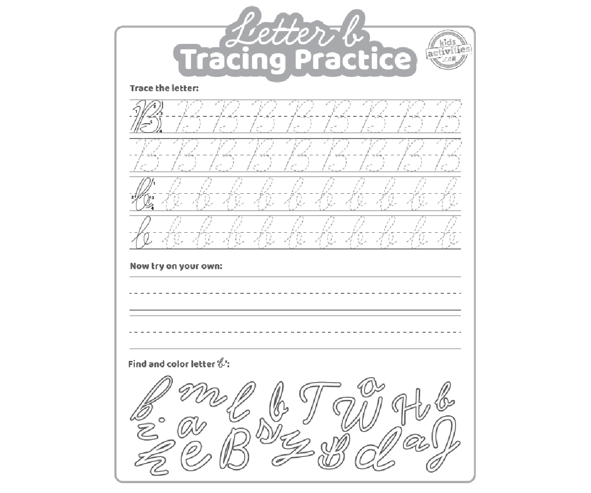 Free Printable Cursive Letter B Writing Grade 1 Worksheets