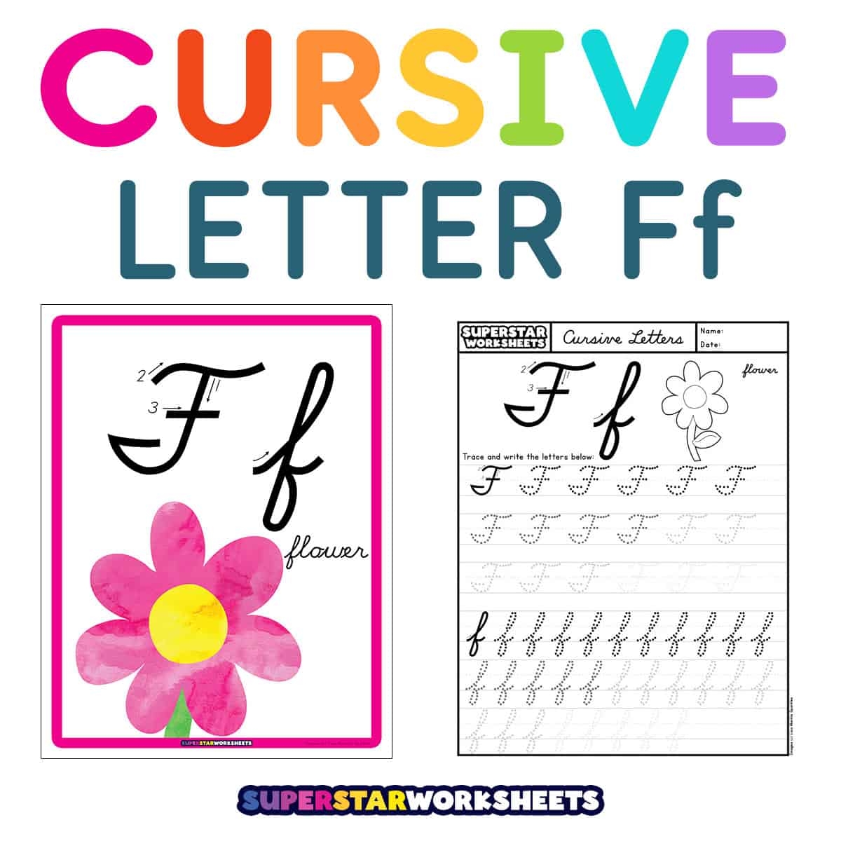 Cursive F Superstar Worksheets Cursive F Superstar Worksheets