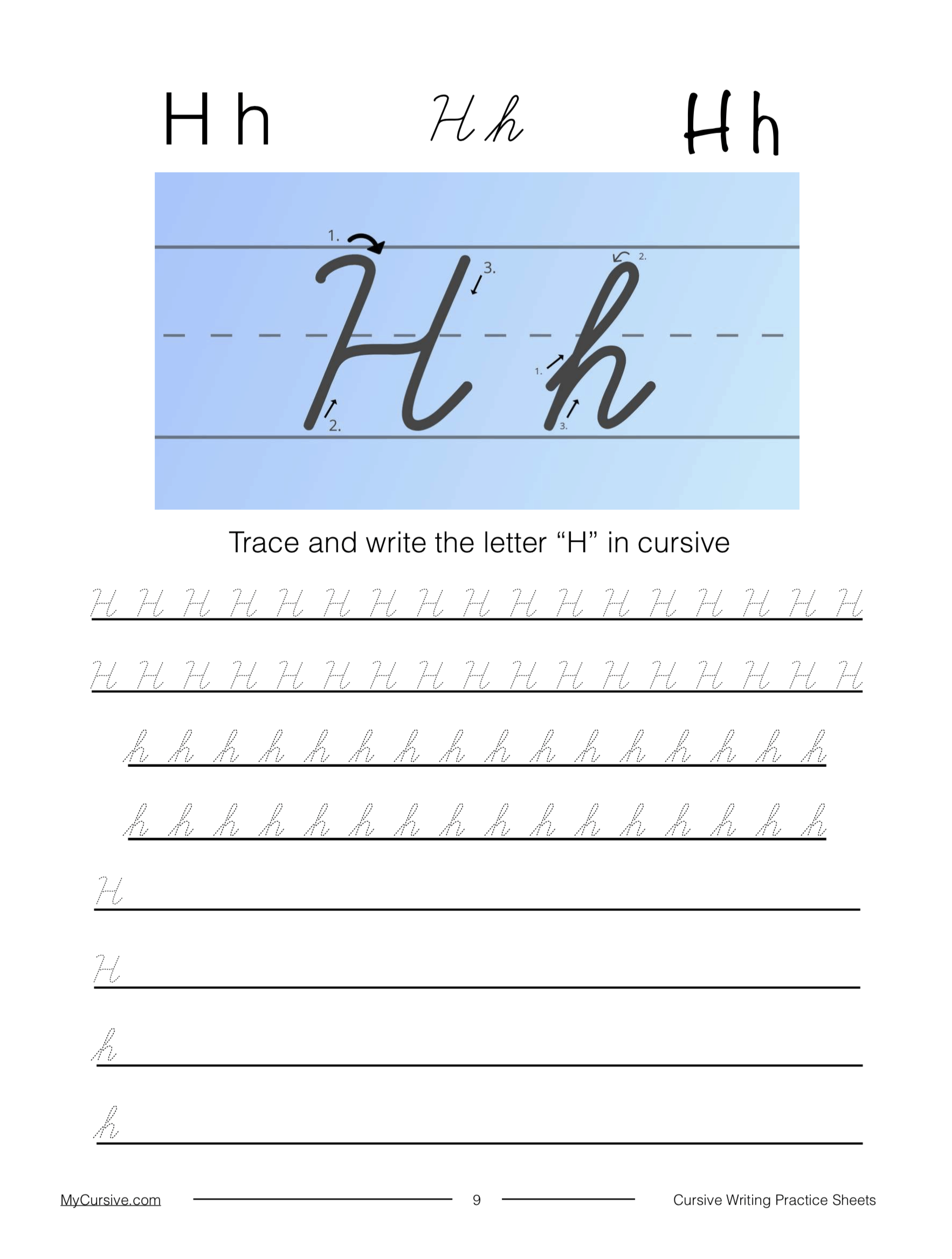 Cursive Writing Letter H ReadingVine