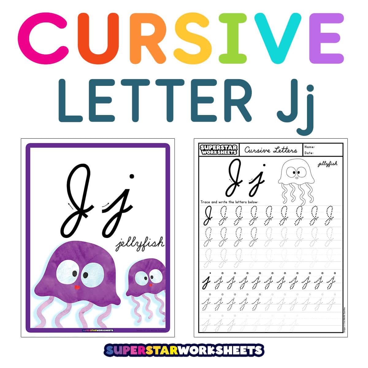 Cursive J Superstar Worksheets Cursive J Superstar Worksheets