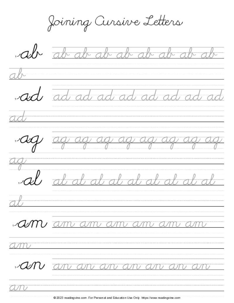 Cursive Writing Letter A ReadingVine