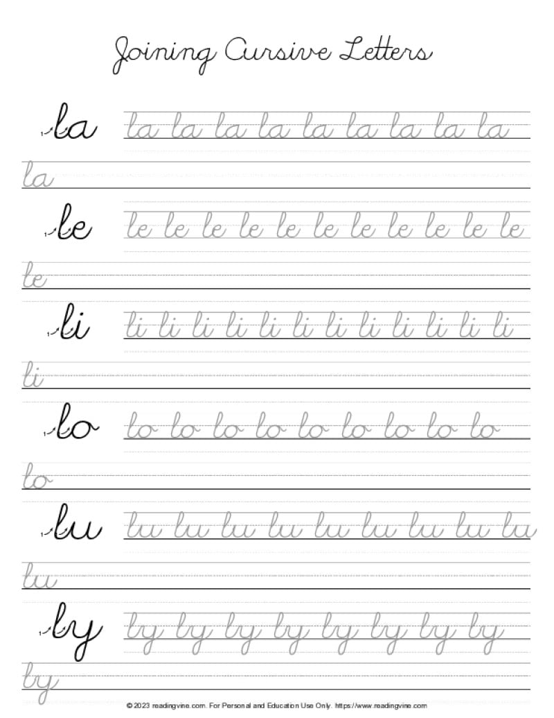 Cursive Writing Letter L ReadingVine