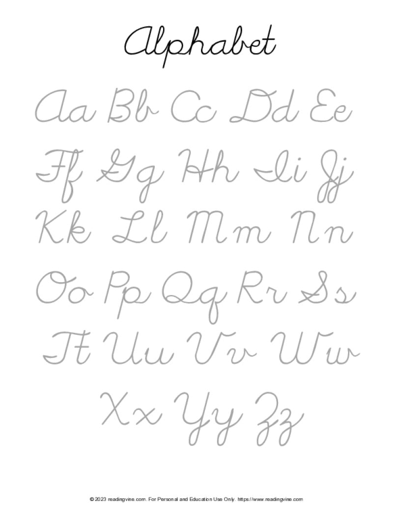 Cursive Writing Practice Sheets PDF ReadingVine Cursive Alphabet Tracing Worksheet Printable Trace The Cursive Alphabet Cursive Practice Letter Tracing Tracing Worksheets Etsy Israel