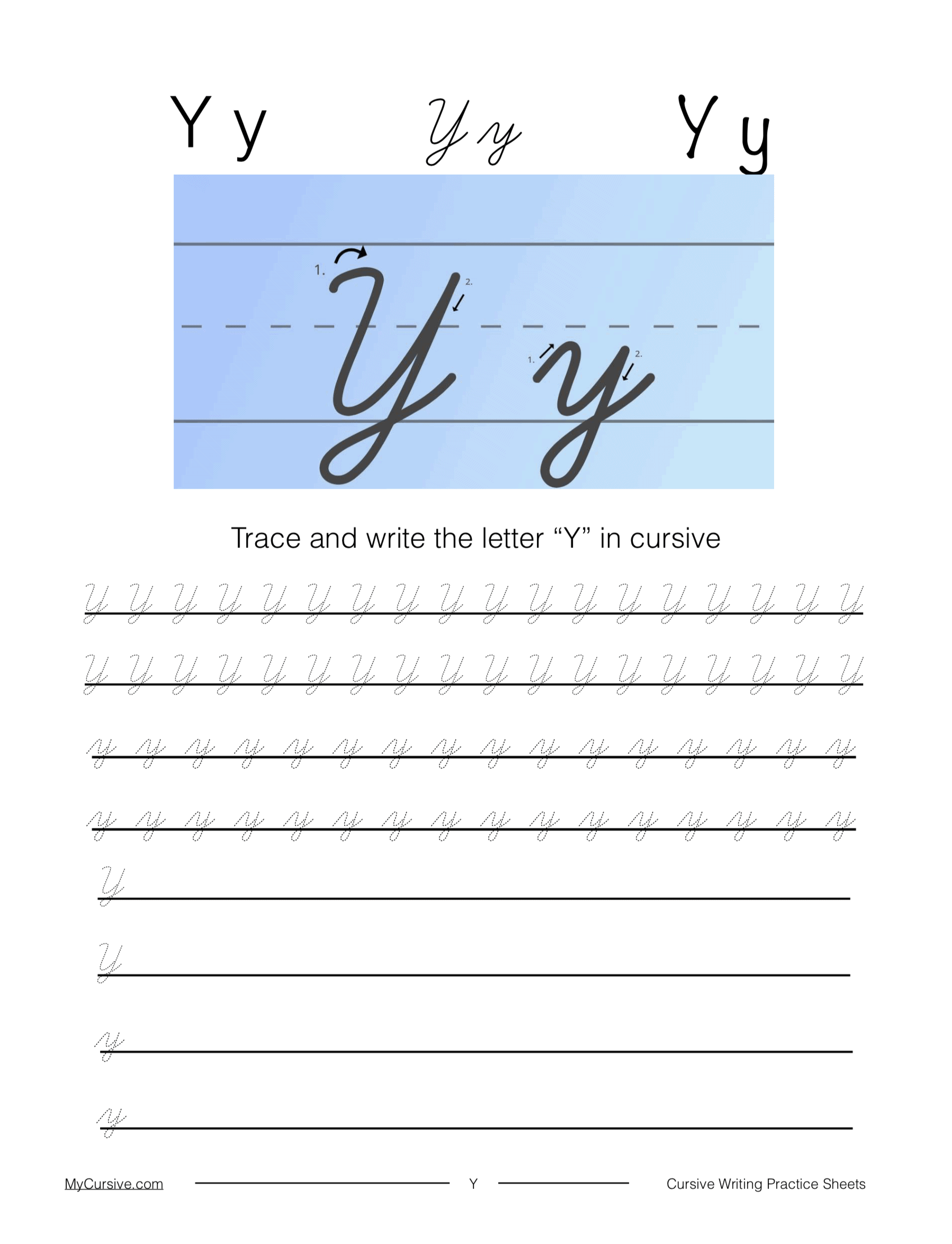 Free Cursive Letters Printable Royal Fancy Capital Y