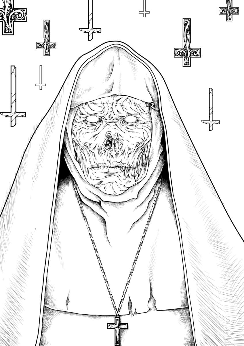 Halloween Girl Dressed As A Holy Figure Nun Catholic Trick Or Treating Catholic Coloring Page Sheet Etsy