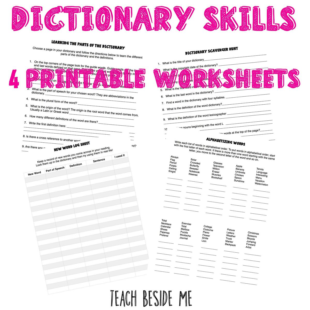 Dictionary Skills Worksheets Teach Beside Me Using A Dictionary Printable Workbook By Teach Simple