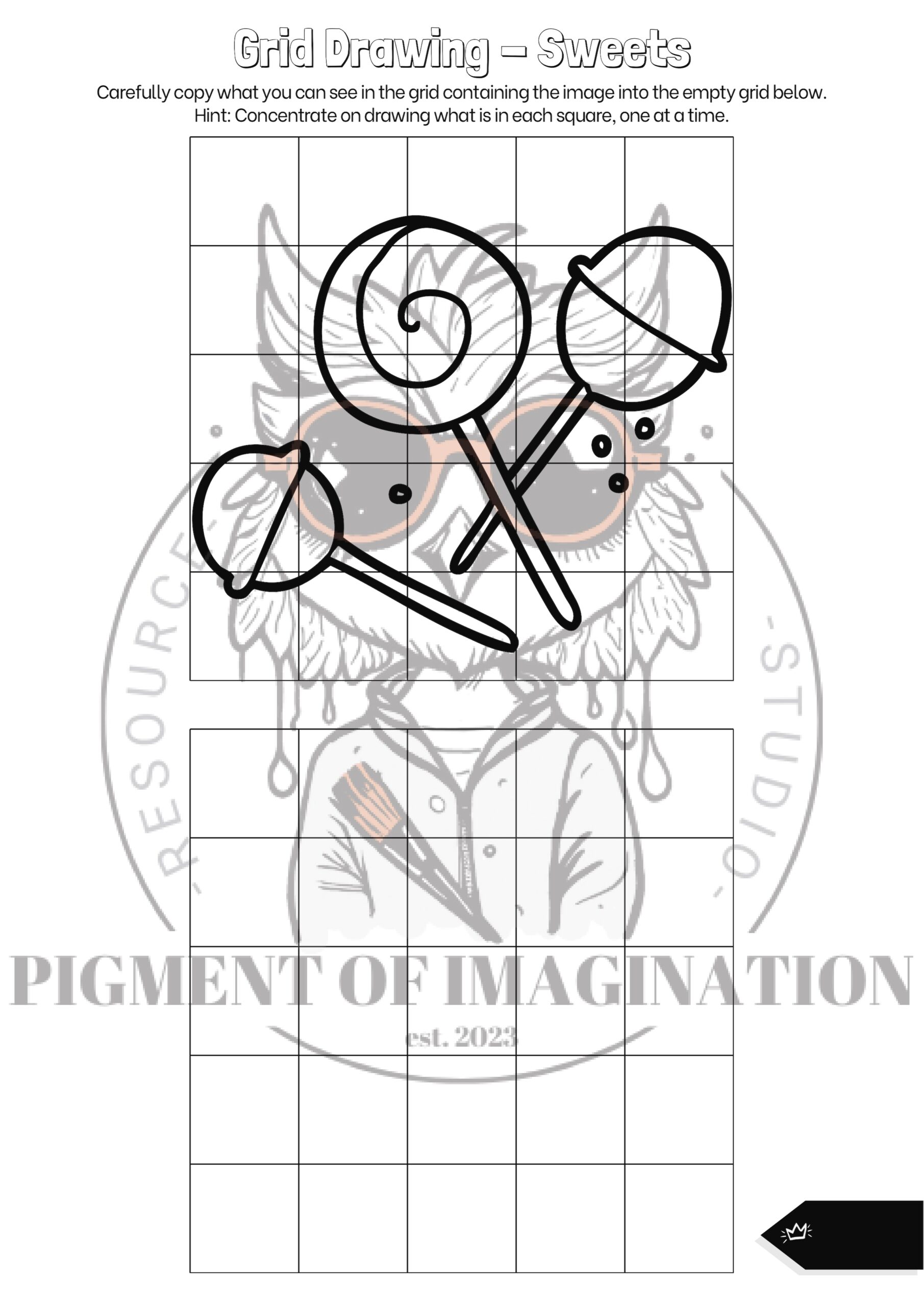 Differentiated Grid Drawing Sweets Candy Themed Worksheets Boost Art Skills Teaching Resources