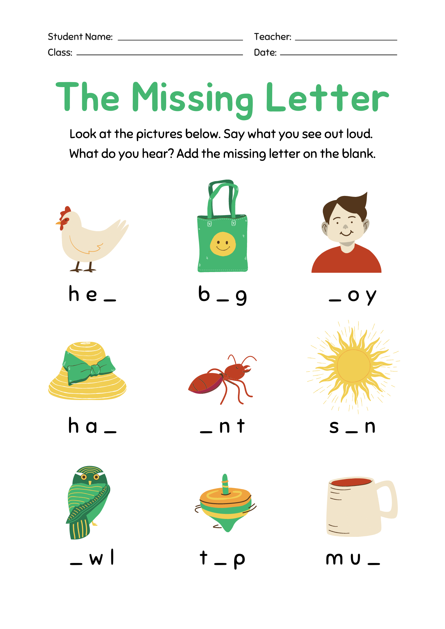Missing Letters ESL English