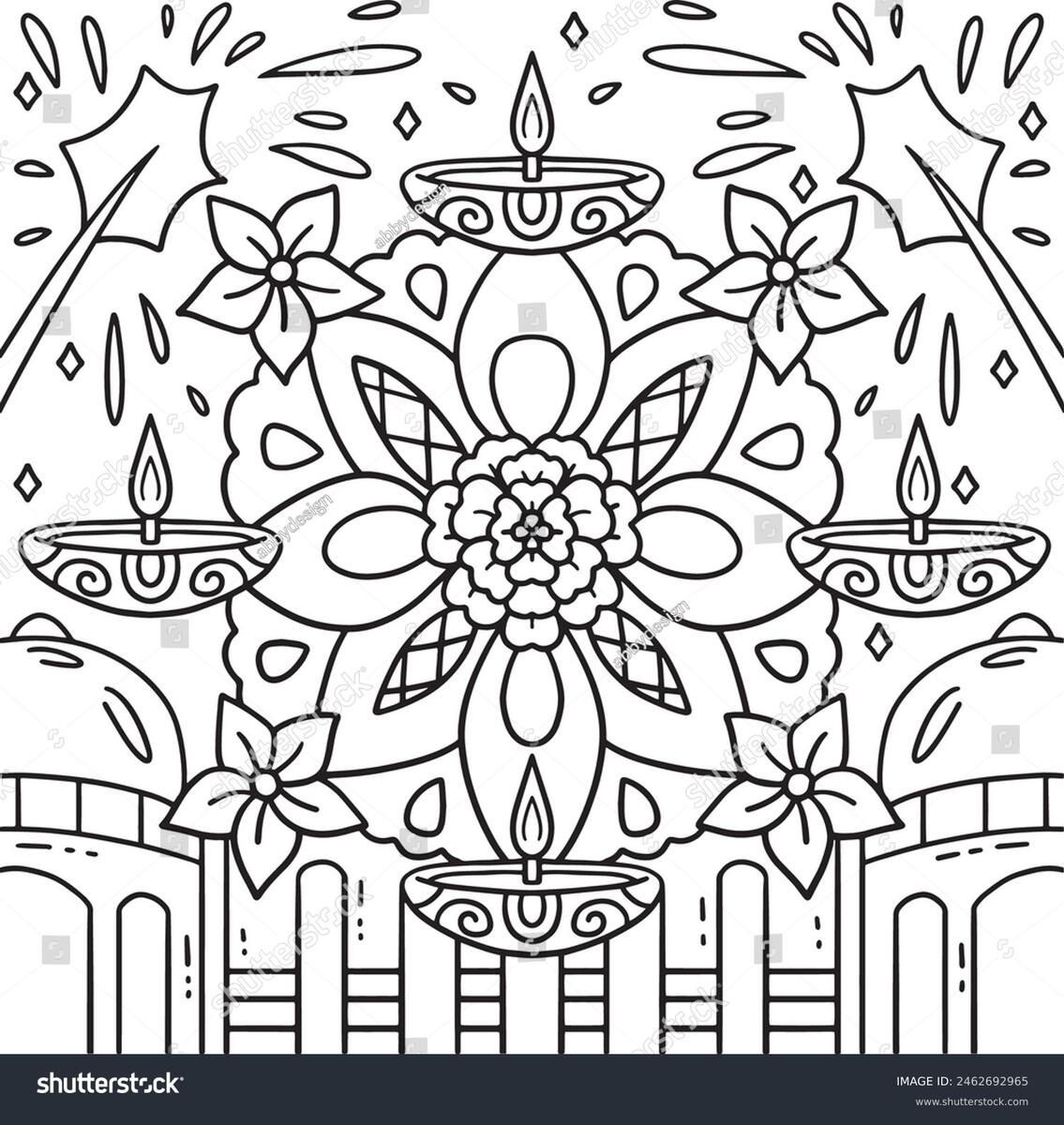 Diwali Rangoli Coloring Page Kids Stock Vector Royalty Free 2462692965 Shutterstock Diwali Rangoli Coloring Page Kids Stock Vector Royalty Free 2462692965 Shutterstock