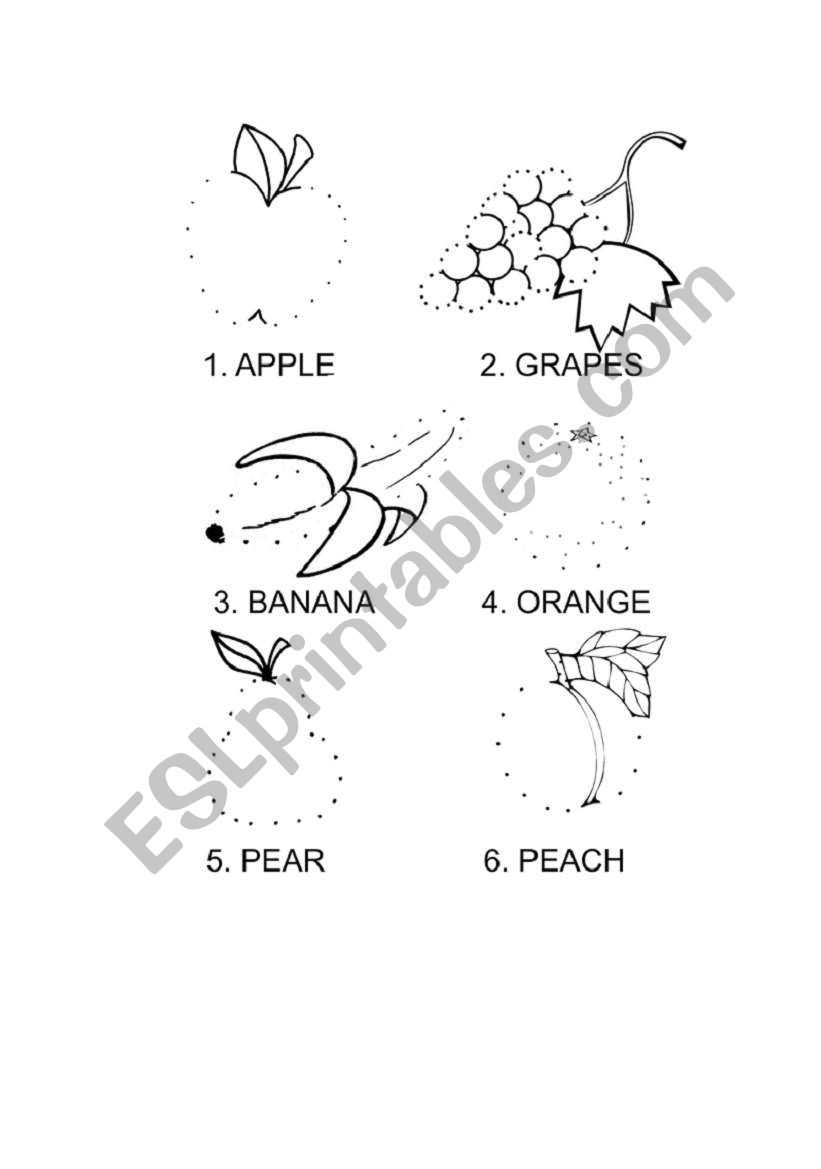 Dot To Dot Fruit Coloring ESL Worksheet By KatrinaZ Dot To Dot Fruit Coloring ESL Worksheet By KatrinaZ