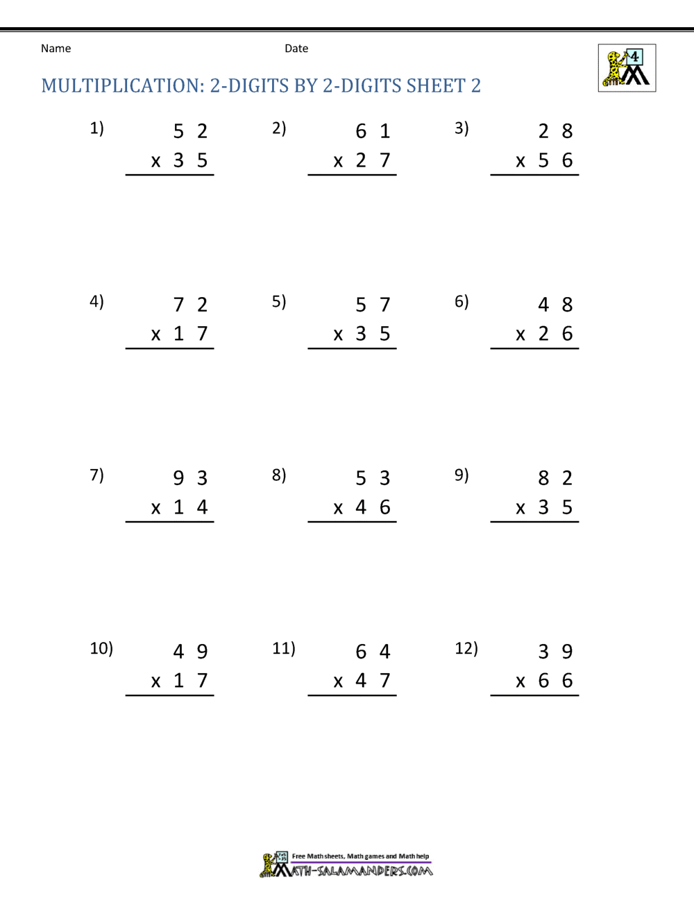Multi Digit Multiplication Mastery Worksheets From 2 Digit To 4 Digit Operation Made By Teachers