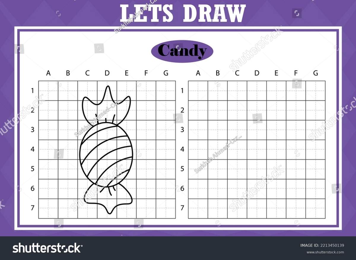 Draw Cute Candy Grid Copy Worksheet Stock Vector Royalty Free 2213450139 Shutterstock
