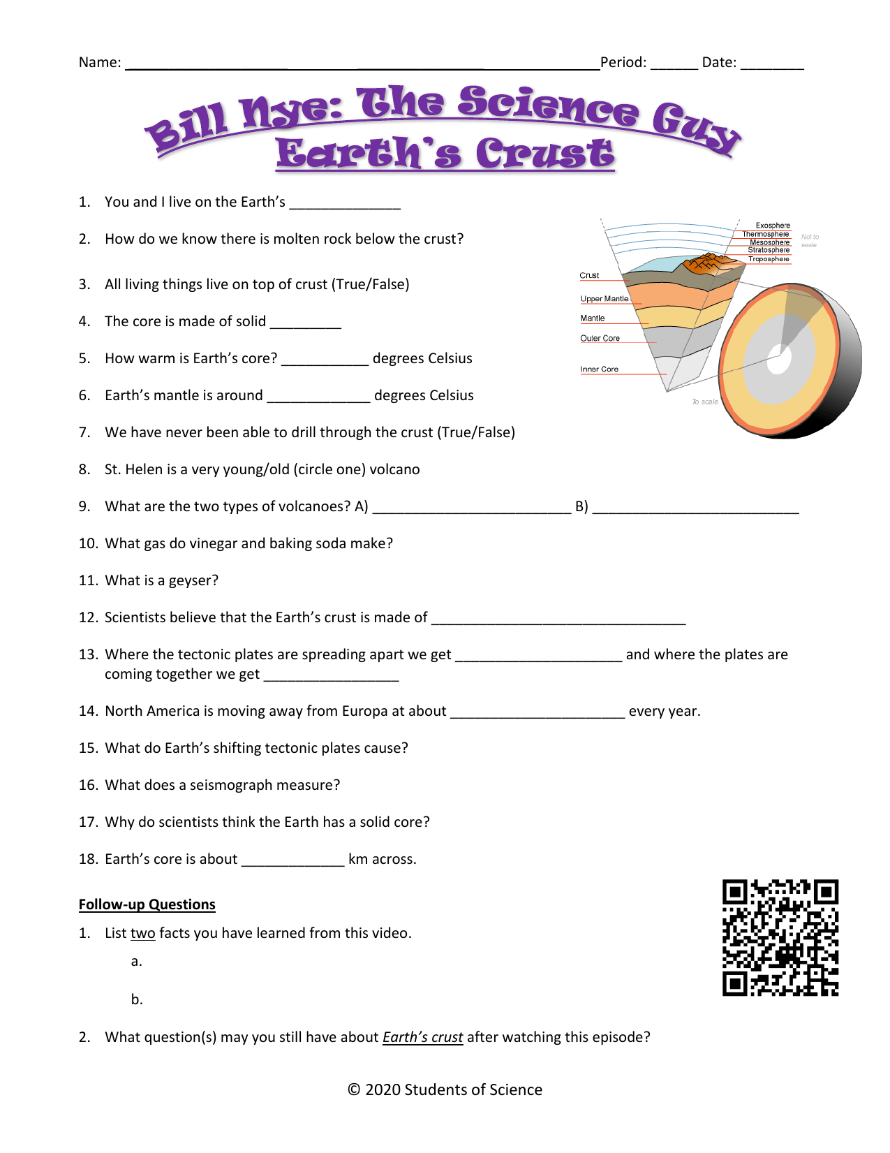 Earth S Crust Worksheet Bill Nye Science Guy Earth S Crust Worksheet Bill Nye Science Guy