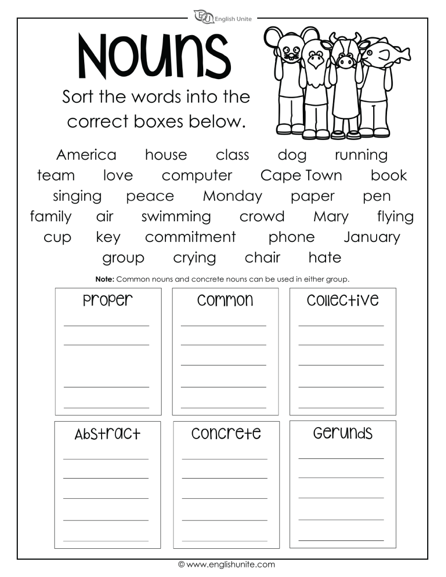 English Unite Grammar Nouns Worksheet English Unite Grammar Nouns Worksheet
