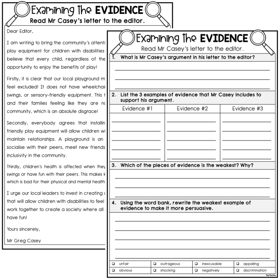 Examining The Evidence Persuasive Texts Top Teacher Examining The Evidence Persuasive Texts Top Teacher