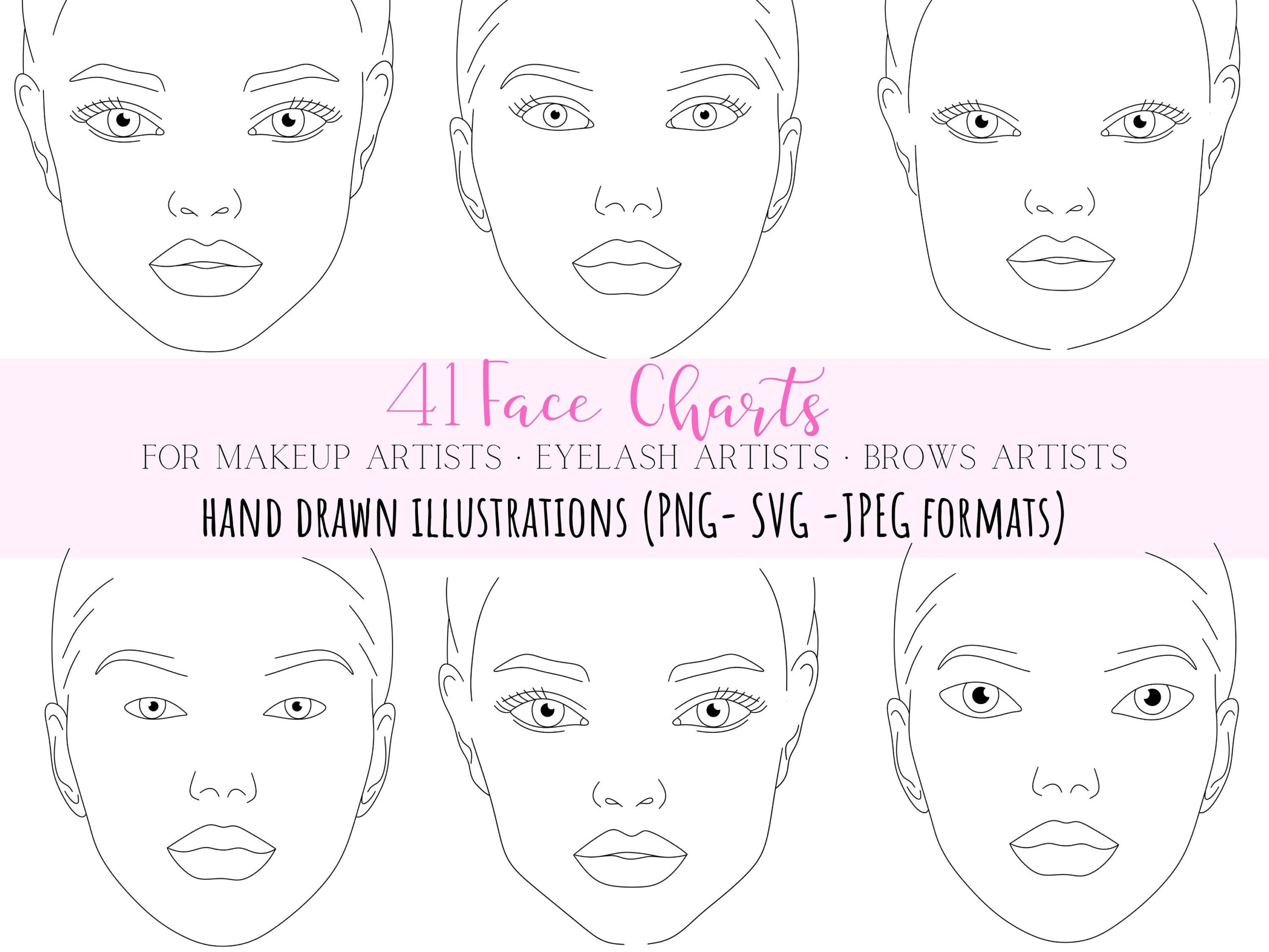 Face Chart Face Shape Makeup Face Shapes Face Shape Svg Lash Extension Mapping Face Chart Brown Mapping Etsy