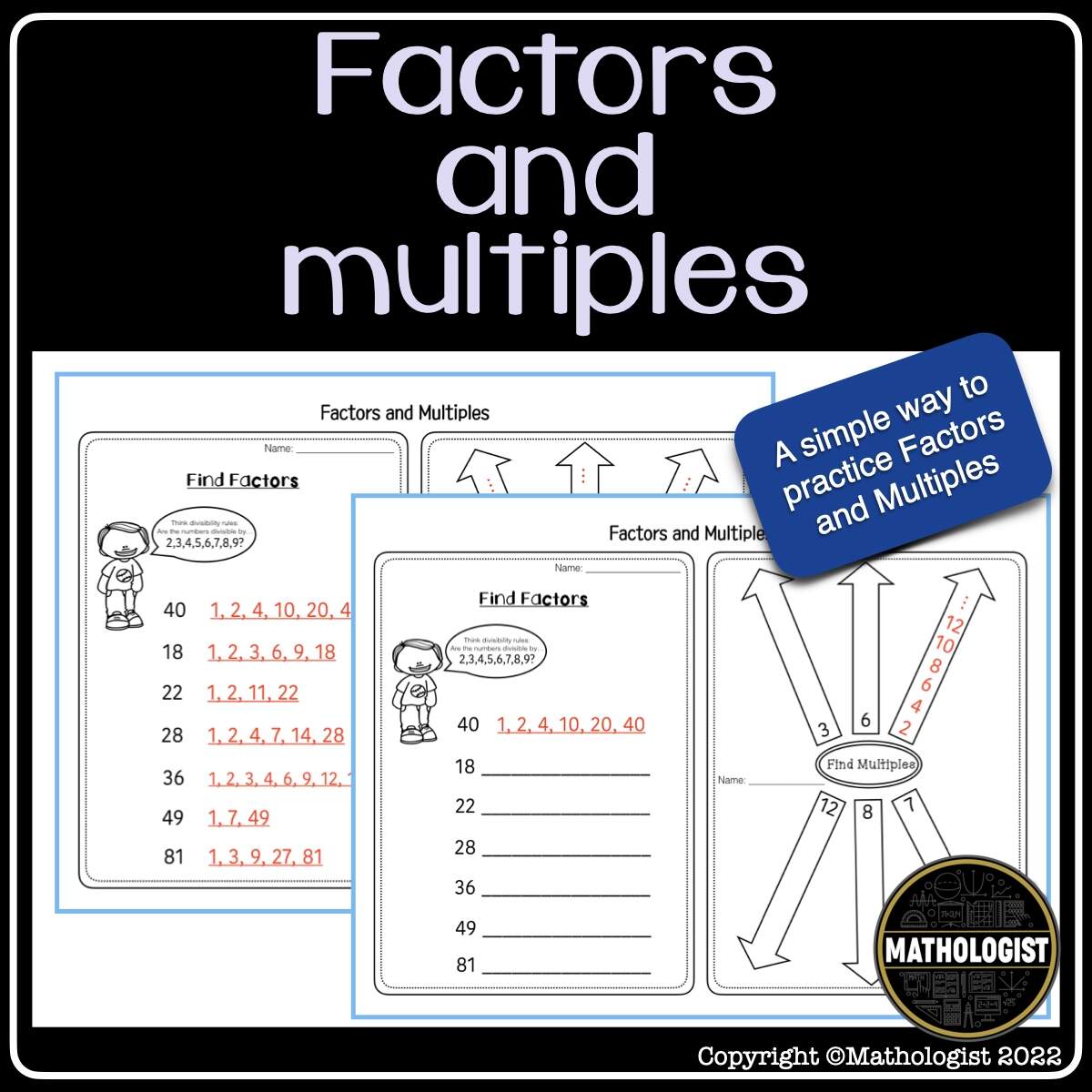 Factors And Multiples Easy No Prep Practice Made By Teachers Factors And Multiples Easy No Prep Practice Made By Teachers