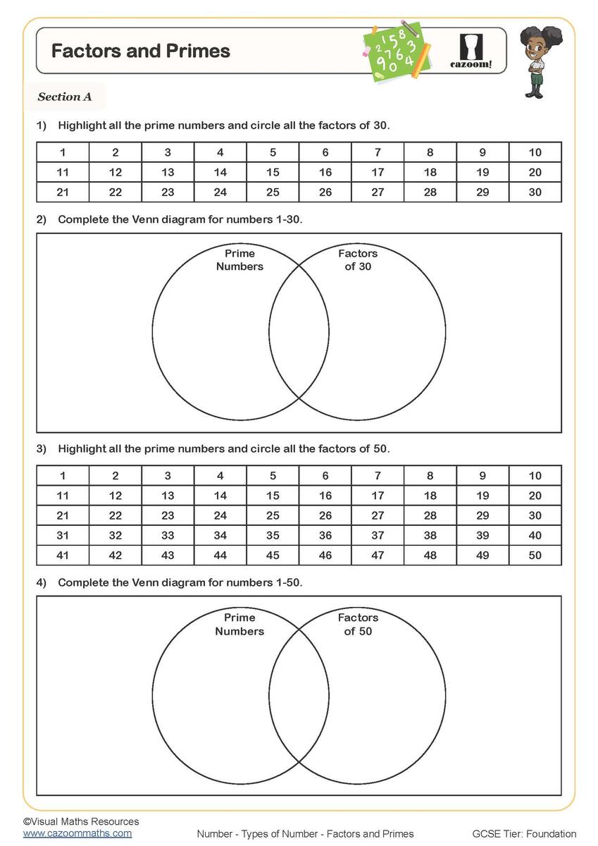 Factors And Primes Worksheet Printable Maths Worksheets Factors And Primes Worksheet Printable Maths Worksheets