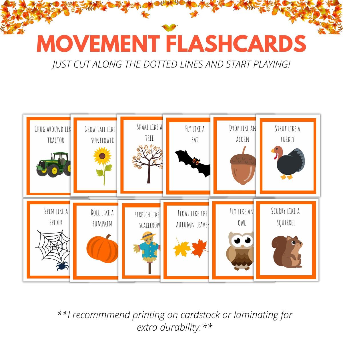 Fall Movement Cards Printable Action Flashcards For Kids Toddlers Preschool Pre K Kindergarten Etsy Fall Movement Cards Printable Action Flashcards For Kids Toddlers Preschool Pre K Kindergarten Etsy