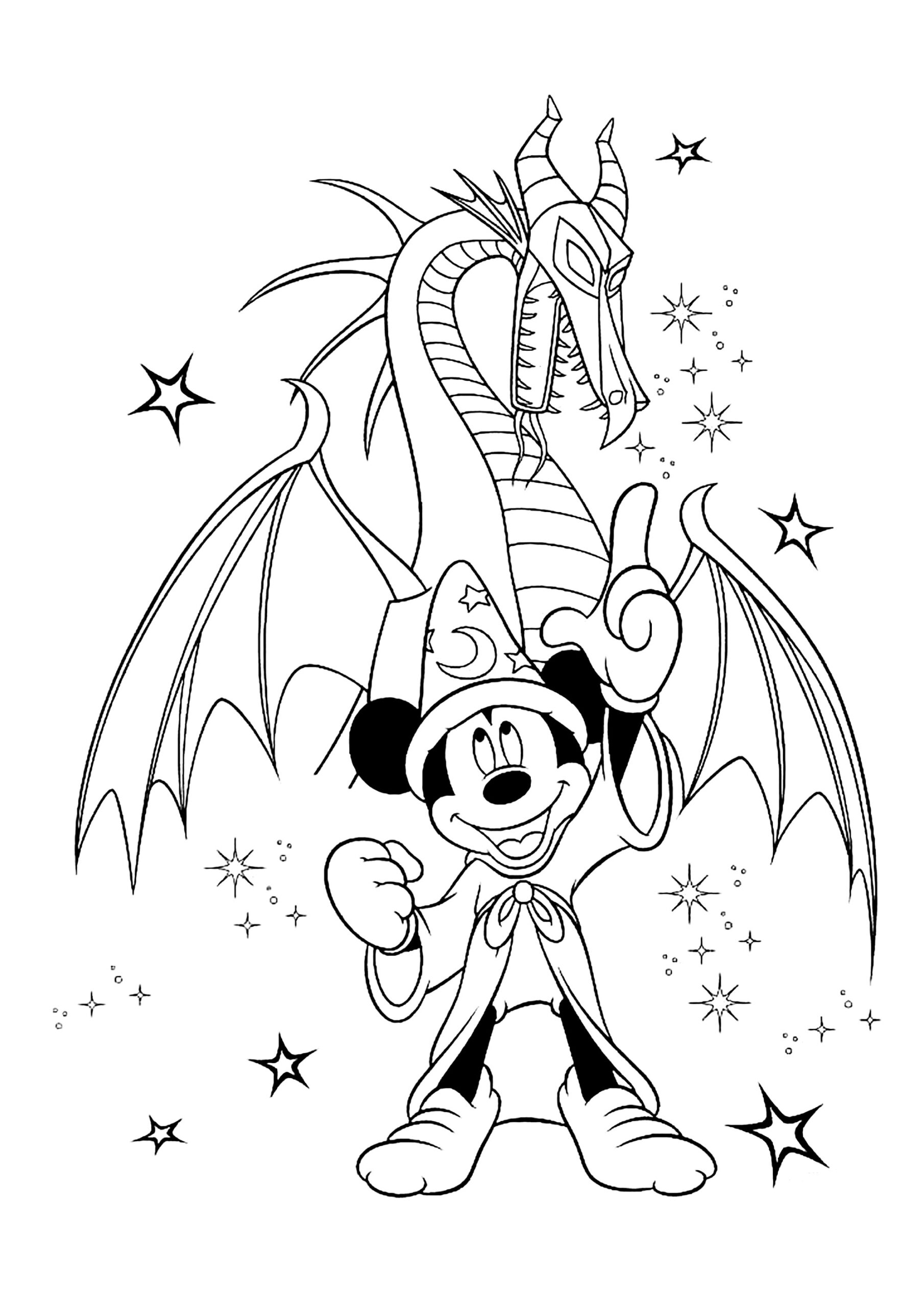 Fantasia Coloring Page Mickey And The Dragon Fantasia Coloring Pages