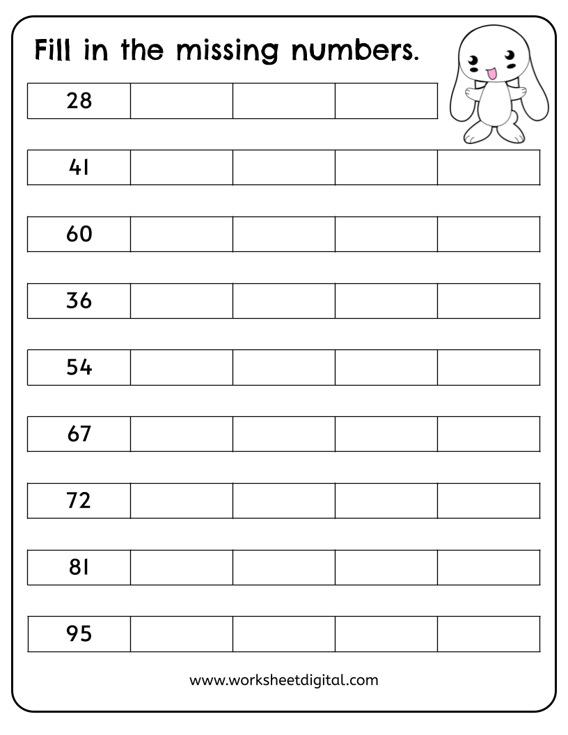 Free Exploralearn Worksheets Missing Number Sequence Worksheets