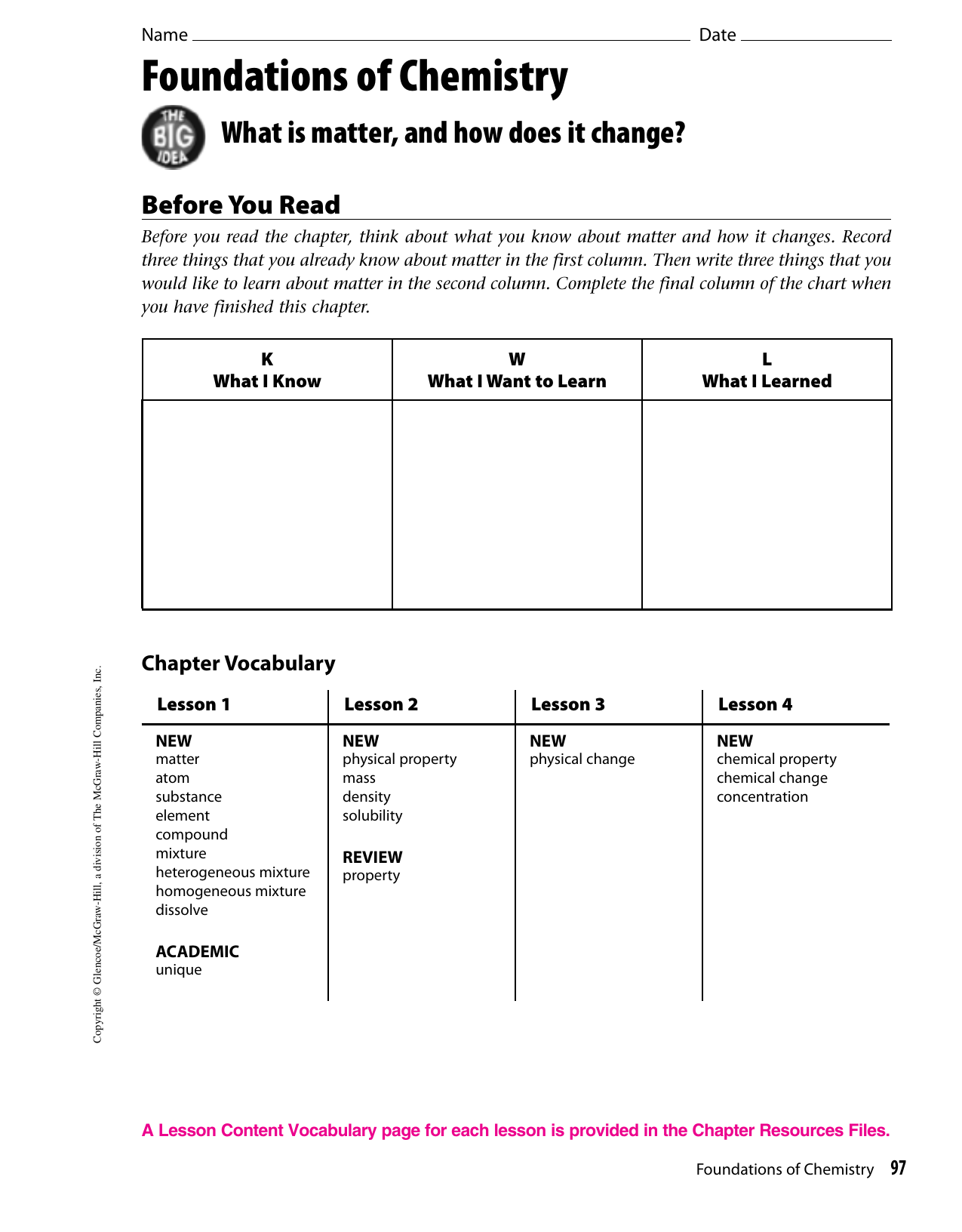 Foundations Of Chemistry Worksheet Foundations Of Chemistry Worksheet