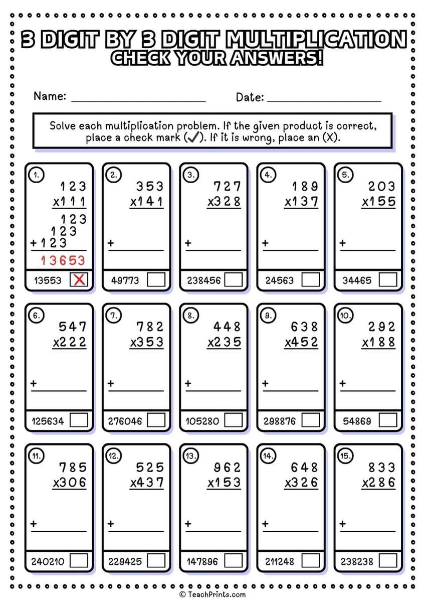 Multiplication Drill Sheets 3rd Grade