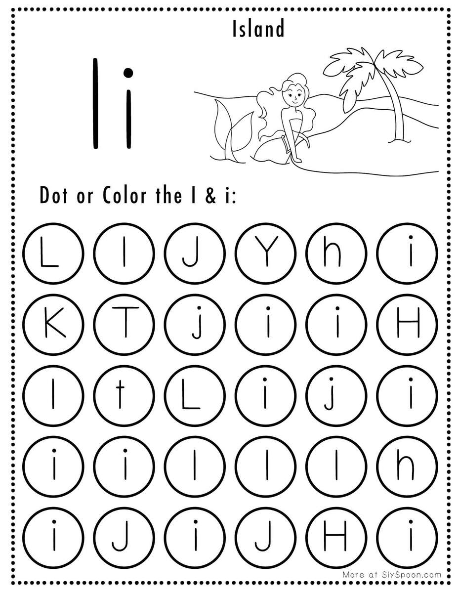 Free Alphabet Do A Dot Printables Worksheets Letter I Mermaid Themed Sly Spoon