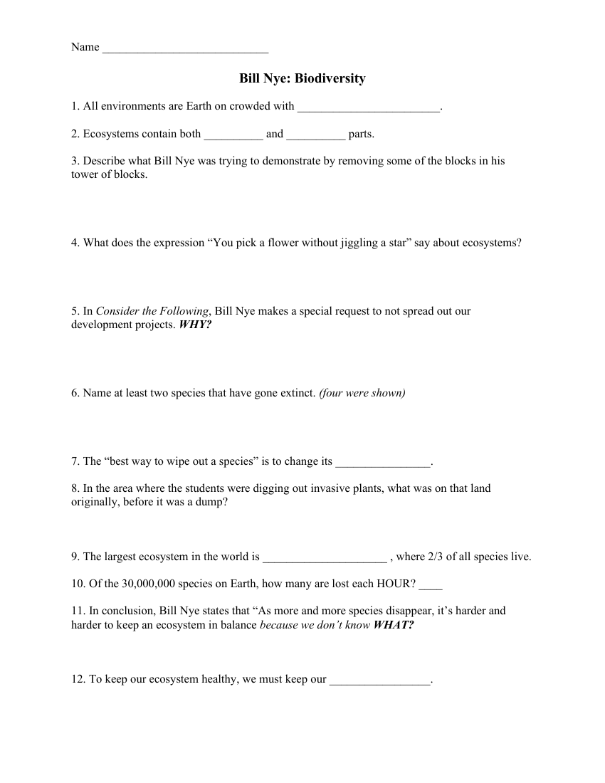 Free Bill Nye Biodiversity Worksheet Download Free Bill Nye Biodiversity Worksheet Png Images Free Worksheets On Clipart Library