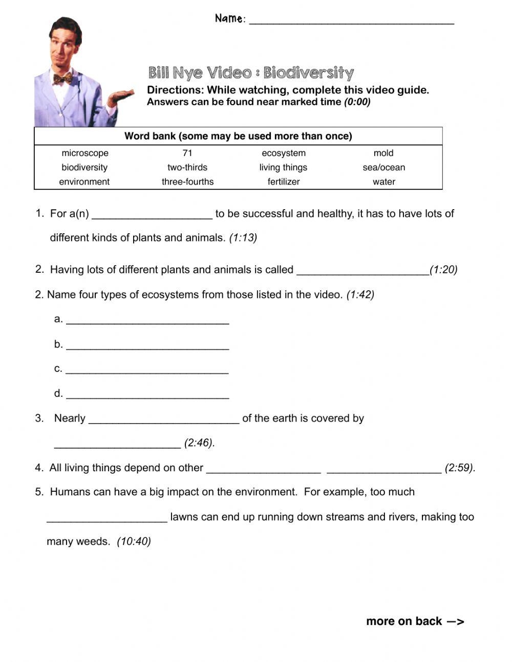 Free Bill Nye Biodiversity Worksheet Download Free Bill Nye Biodiversity Worksheet Png Images Free Worksheets On Clipart Library