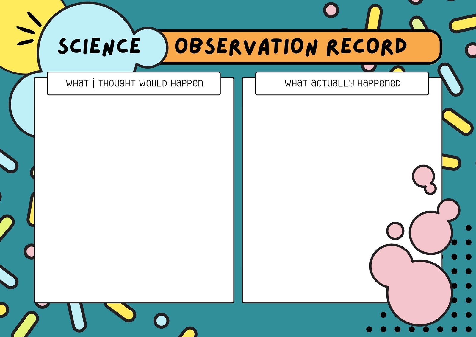 Free Printable Science Experiment Recording Worksheet