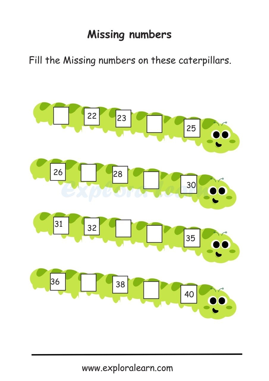 Free Exploralearn Worksheets Missing Number Sequence Worksheets