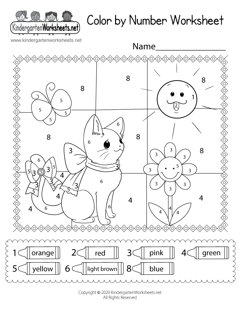 Free Interactive Cat Color By Number Worksheet For Kindergarten Free Interactive Cat Color By Number Worksheet For Kindergarten