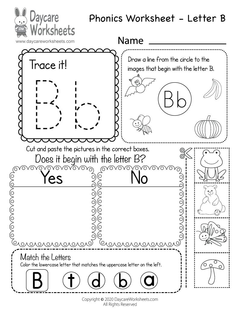 Free Letter B Phonics Worksheet For Preschool Beginning Sounds Letter B Words Scramble Beginning Sounds Worksheet Ezpzphonics