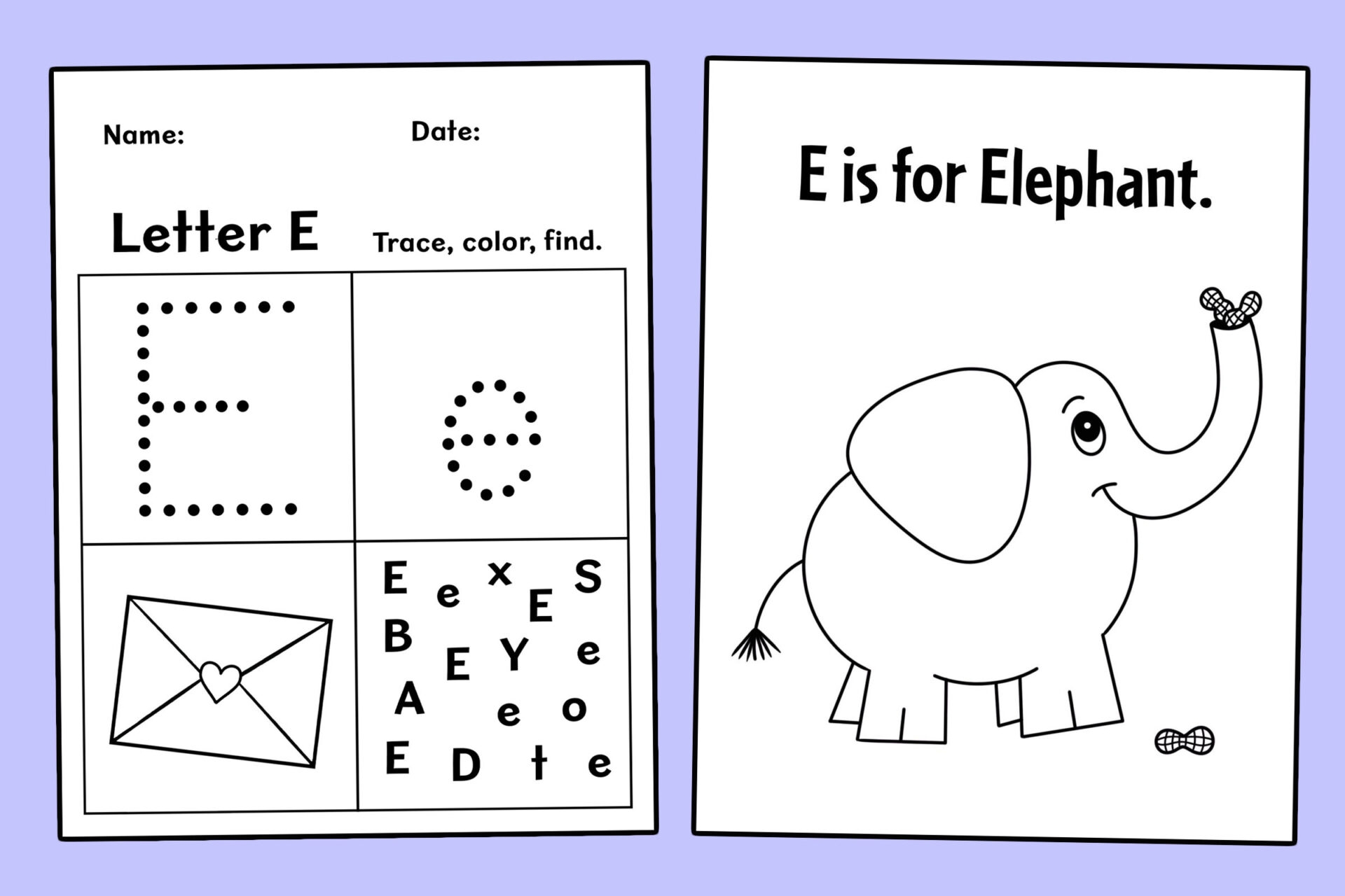 FREE Letter E Worksheets For Preschool The Hollydog Blog
