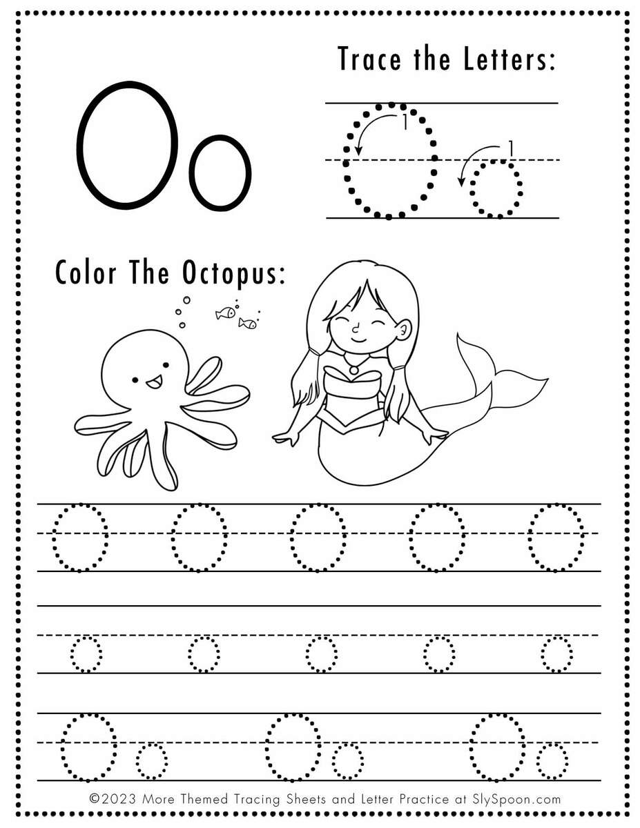 Free Letter O Tracing Worksheet Printable Mermaid Themed Sly Spoon Letter O Tracing Cut Out Stock Images Pictures Alamy