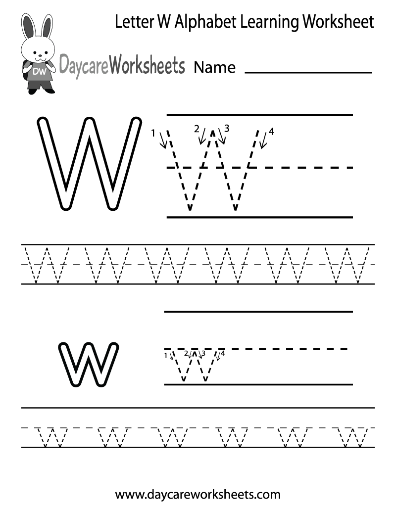 Free Letter W Alphabet Learning Worksheet For Preschool Free Letter W Alphabet Learning Worksheet For Preschool