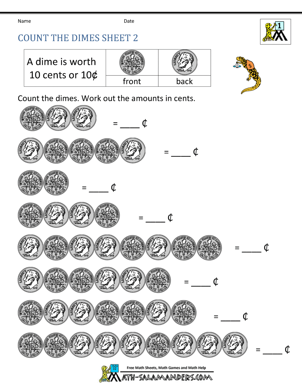 Free Math Money Worksheets 1st Grade Worksheets Library